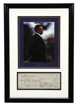 1959 Vince Lombardi Signed Check In Framed Display